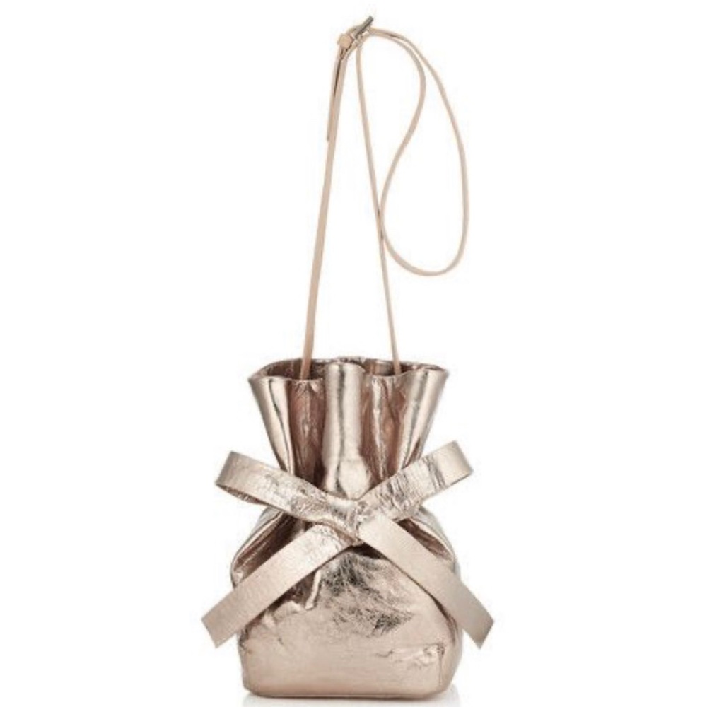 Jimmy Choo Eve Nude Metallic Lambskin Bucket Bag